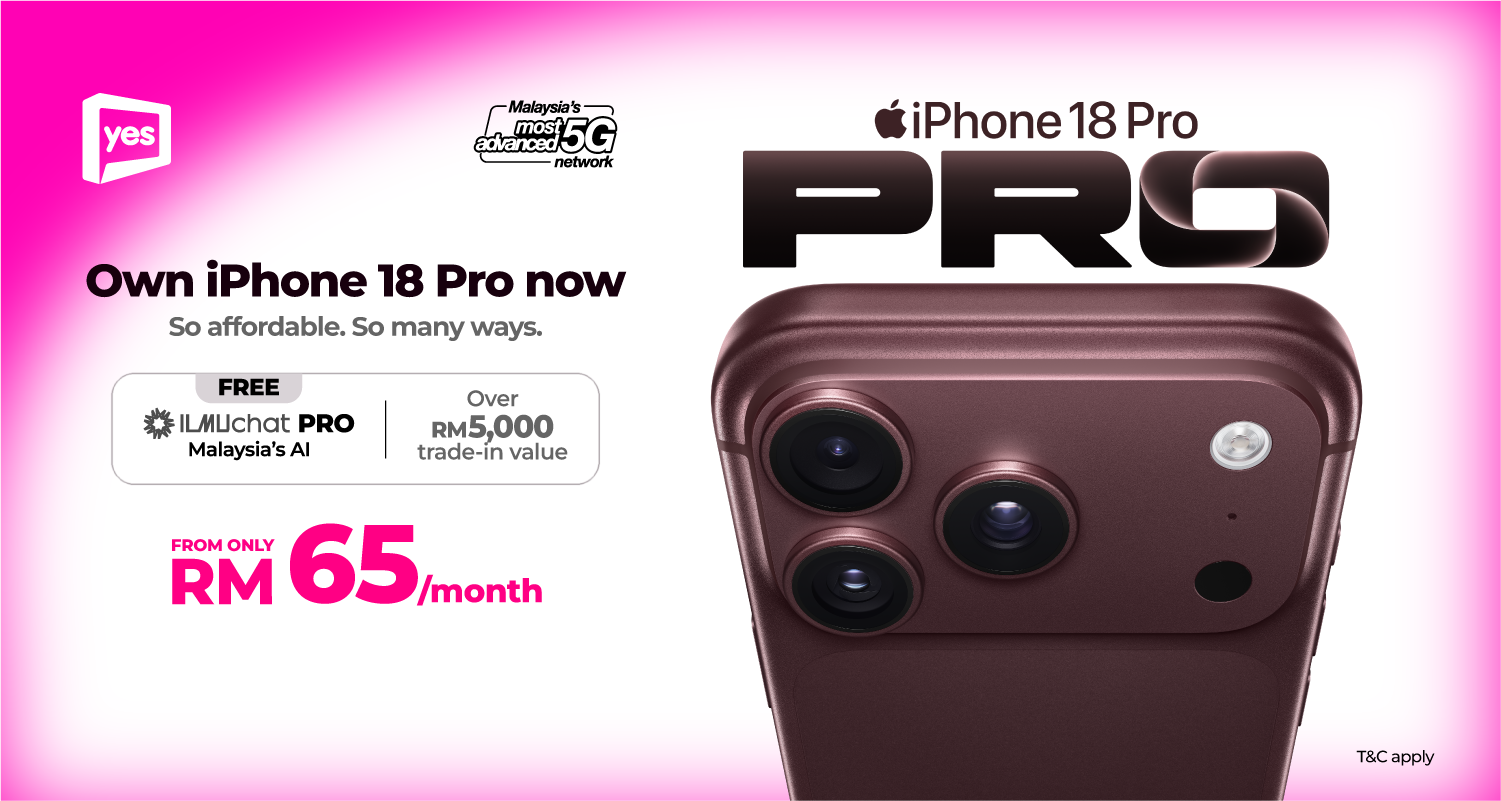 Yes offers more ways to own iPhone 18 Pro from RM65/mth