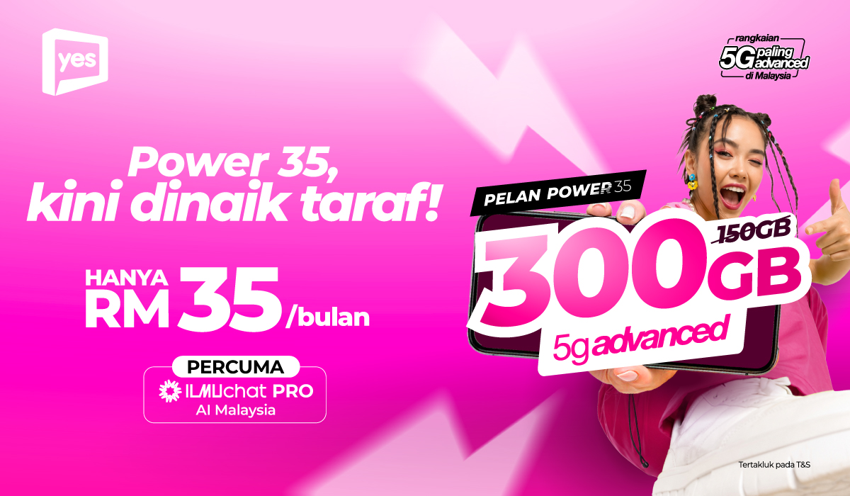 Pelan Pascabayar Yes Power 35 Kini Berganda kepada 300GB 5g advanced